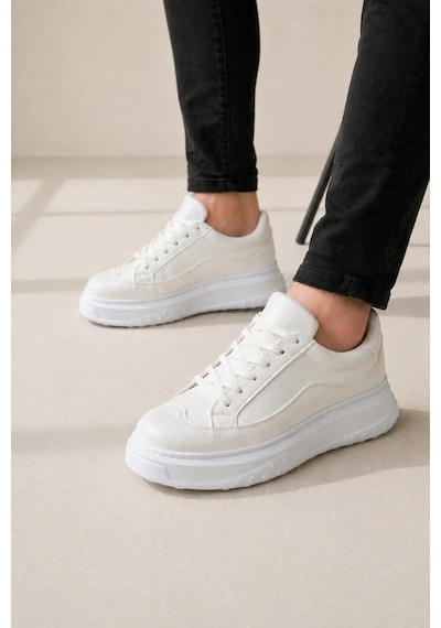 Aymood Jy507 Dara Bağcıklı Cilt Erkek Günlük Sneaker Ayakkabı Cbt Beyaz