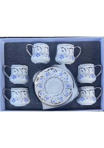 Blue Porselen Kahve Fincan Takımı 6 Kişilik