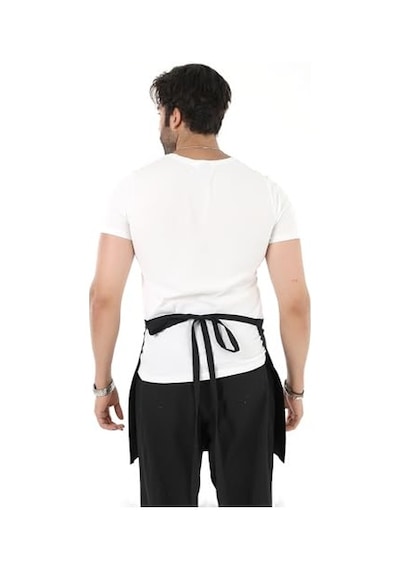 Belden Bağlamalı Kadın Ve Erkekler İçin Siyah Garson/barista/kuaförler İçin Yarım Önlük Apron 2 Cep, Ayarlan Diğer