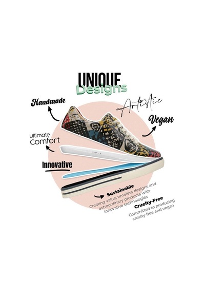 Kadın Vegan Deri Çok Renkli Sneakers - Eternal Swirl Tasarım