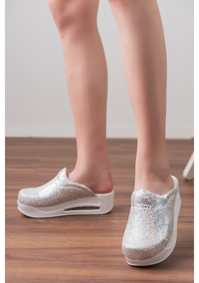 Silver Özel Seri Air Max Tam Ortopedik Ve Anatomik Sabo Terlik Gümüş