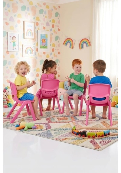 Fiore 4'lü Set Büyük Şirin Çocuk Sandalyesi Pembe Çok Renkli