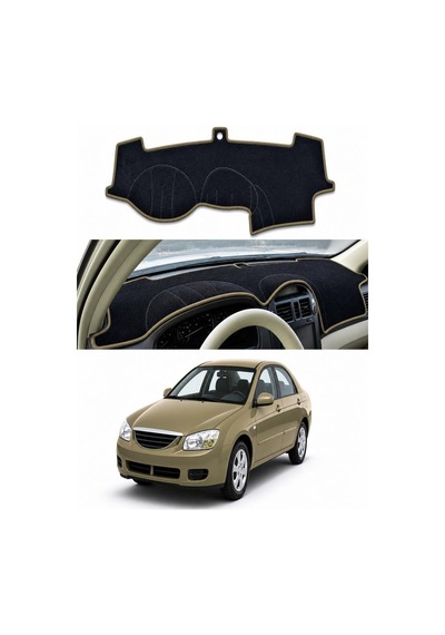 Kia - Cerato 2004-2008 Uyumlu Torpido Koruma Kılıfı - Taba Şeritli