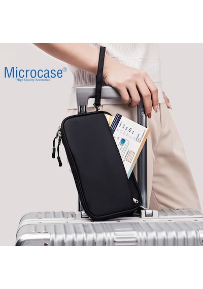 Microcase Unisex Su Geçirmez Çok Amaçlı Seyehat Pasaport Çok Gözlü Organizer Çanta Al4863 Siyah