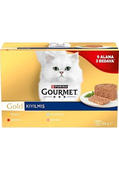 Gourmet Gold Box Kıyılmış Seri Kedi Yaş Maması 12 Adet X 85 Gr