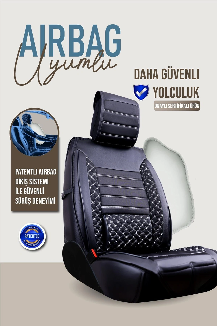 Ford B-max Titanium Uyumlu Lüx Deri Oto Koltuk Kılıfı Ön Arka Takım Elit Siyah Beyaz