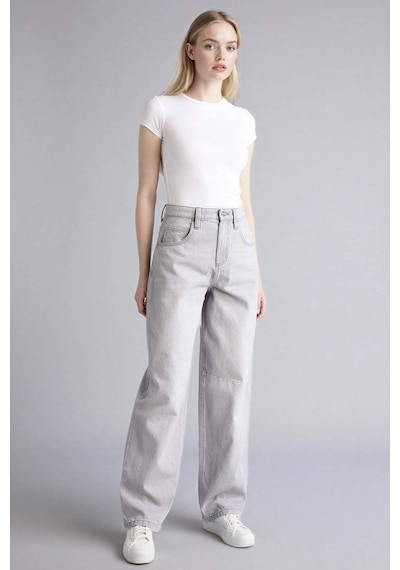 Defacto Baggy Fıt Yüksek Bel Jean Kar Yıkamalı Pantolon G4932ax26smnm55 Gri-nm55