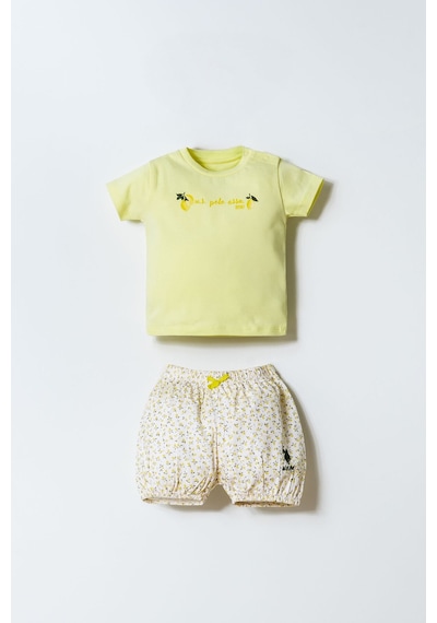 U.s. Polo Assn. Kız Bebek Sarı Şort Takım Sarı