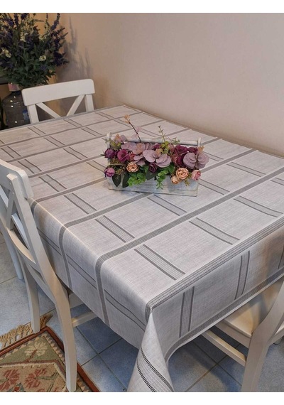 Elyaflı Pvc Masa Örtüsü Modern, Dayanıklı, Silinebilir Ve Şık Görünüm Mrl156 Gri