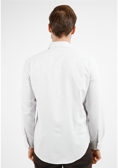 İmza Bej-beyaz Kendinden Desenli Sert Yaka Uzun Kol Cepsiz Slim Fit Pamuklu Gömlek 1004255214 K.bej - Beyaz