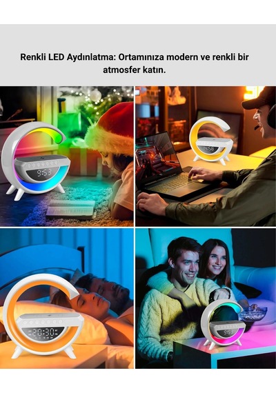 Renkli Işıklı 15w Kablosuz Şarjlı Masa Lambası Çok Renkli 36687400