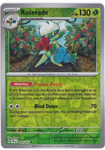 Roserade Reverse Holo 009/162 - Temporal Forces - Pokemon Kartı Mint