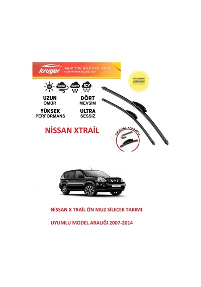 Nissan X-trail Ön Muz Silecek Takımı 2009 Model Araca Özel Aparatsız Direk Montaj