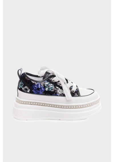 Derinet Yüksek Taban Kadın Sneaker Siyah Siyah
