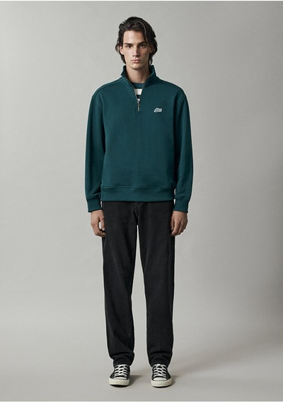 Mavi M0s10613-90366 Mavi Yarım Fermuarlı Sweatshırt Dark Sea Erkek Sweatshirt Koyu Yeşil