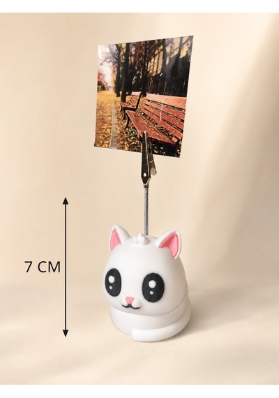 Kedi Notluk & Fotoğraf Tutucu Dekoratif Masa Düzenleyici Beyaz