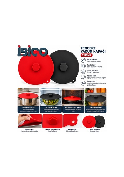 İbico K22-019 Silikon Tencere Vakum Kapağı Renkli- 20'li Paket