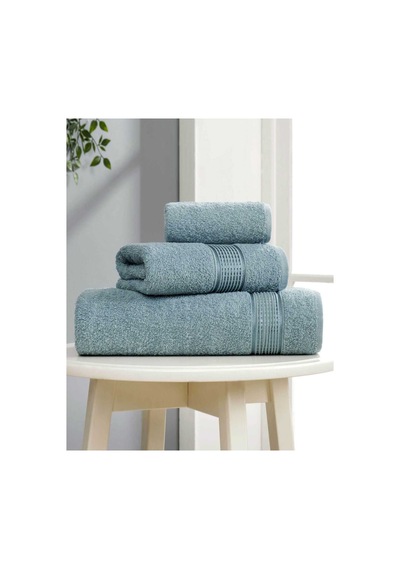 3 Lü Banyo Havlusu Seti Pamuklu Ritim Mint Renkli