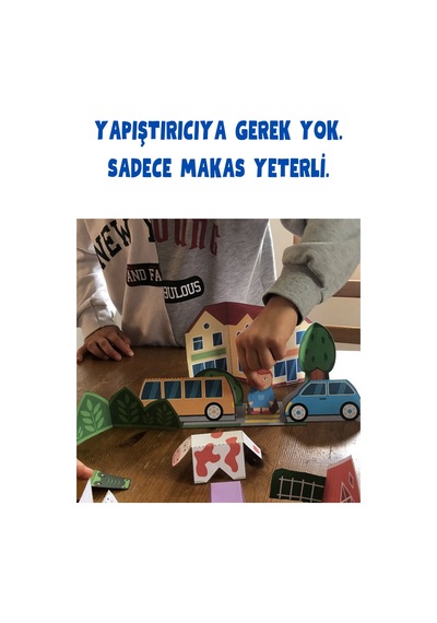 Kağıttan 3 Boyutlu Şehir Yapıyoruz Şablonu, A4 Boyutta Kalın Ve Sert Kağıt.