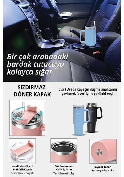 Kiwi Kt-8660 Pipetli Termos Bardak 1,2 Lt Sıcak Ve Soğuk Mavi