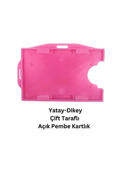Açık Pembe Yatay Dikey Çift Taraflı Kart Koruyucu