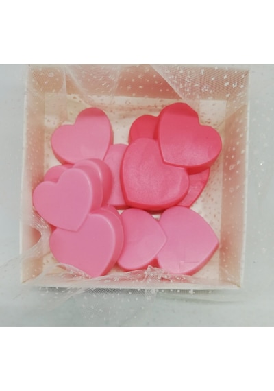 Sabun - Kokulu Süs Sabunu - Kalp 6 Adet Pembe-5cm Beyaz sabun