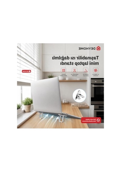Taşınabilir Laptop Standı, Gümüş, Isı Dağıtıcı, 2 Kademeli Ayar 1