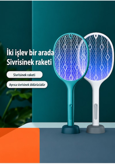 Usb Şarjlı Uv Işıklı Elektrikli Sivrisinek Öldürücü Raket Sinek Öldürücü Arı Sivri Sineksavar 1