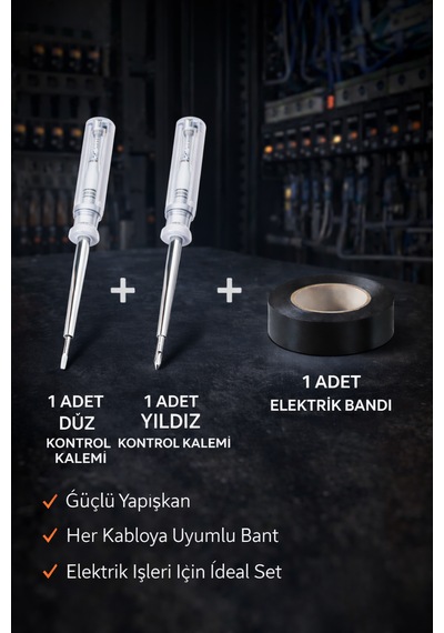 Duz+yıldız Kontrol Kalemi+elektrik Bandı Set