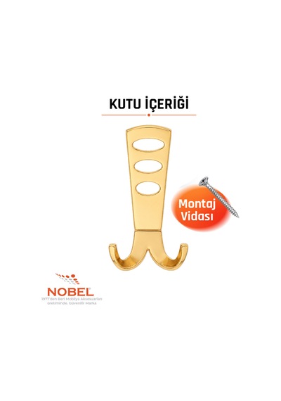 Seylan Portmanto Askısı, Metal Vestiyer Askısı, Altin, Duvar Ve Dolap Askılığı 5'li Set Vidalı Altın
