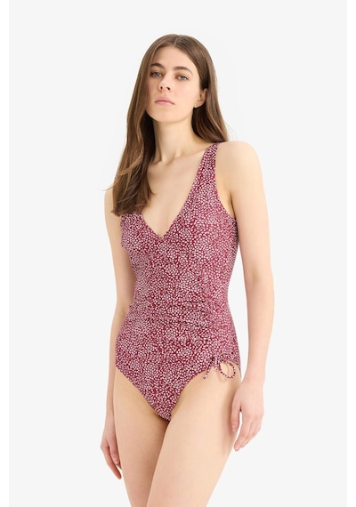 Defacto Puantiyeli Yandan Büzgülü Mayo E3297AX25SM Bordo