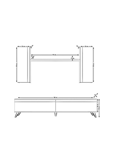Decoraktiv Eko 7 Mdf Std Retro Tv Ünitesi Tv Sehpası Pera - Beyaz