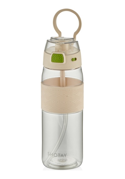 Shotay Şeffaf Kapaklı Şeritli Trıtan Matara Beyaz 800 Ml.