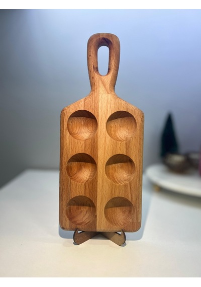 Hbs Art Design Ahşap 6 Lı Yumurtalık Saplı %100 Kayın Ağacı Açık Renk