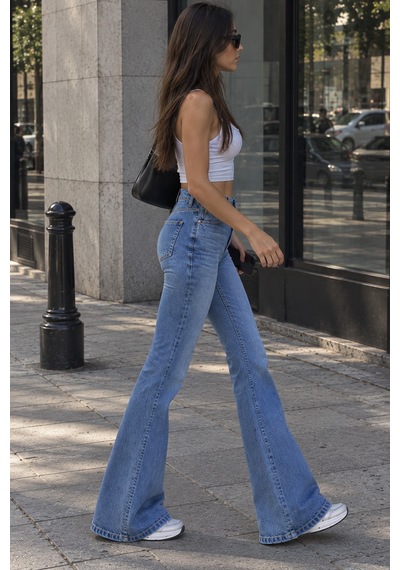 Zdnjeans Bayan Mavi İspanyol Paça Denım Pantolon