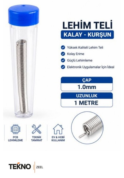 Teknozeel Tüp Lehim Teli 60 Kalay 40 Kurşun Oranı 1.00 Mm Tüp Lehim 15 Gram