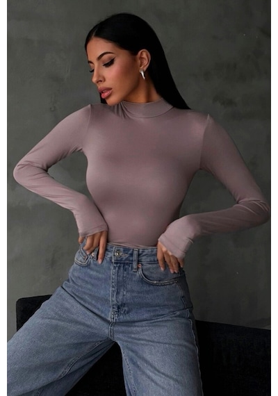 Hiccup Bıpantolon Kadın Dar Kalıp Yarım Balıkçı Yaka Body Leylak Moru 0f