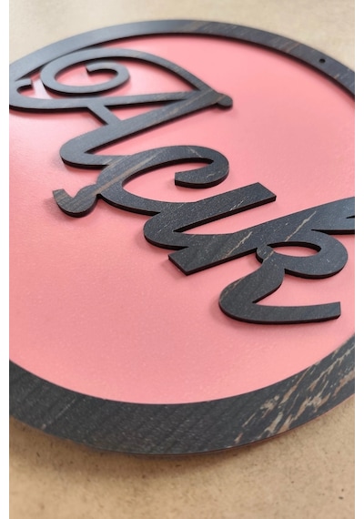 Üç Katlı El Yazılı Modern Açık/kapalı Tabelası - Pembe