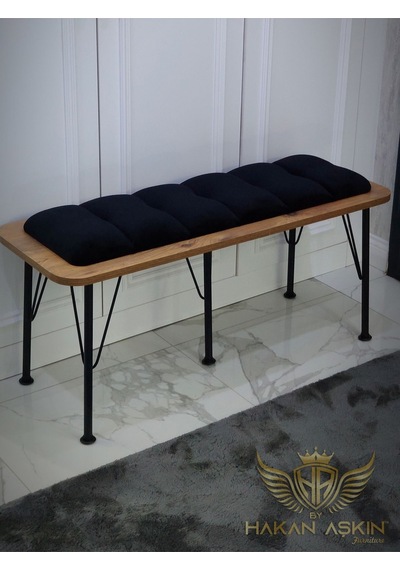 By Hakan Aşkın Metal Ayaklı Atlantik Lüx Bench Babyface Puf & Bench Tekli Atlantik Baby Face