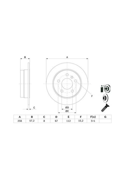 Mercedes A 169 A150 1.5 2004-2009 Bosch Arka Disk 2 Adet