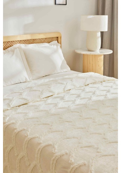 Kaşmir Home Emma Çift Kişilik Yatak Örtüsü Offwhite