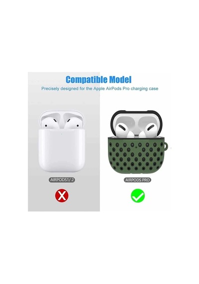 Airpods Pro/pro 2 İle Uyumlu Delikli Spor Premium Silikon Kılıf + Karabina Klipsli, Tam Koruma Ve Stil Sunan Ergonomik Tasarım Siyah-mavi