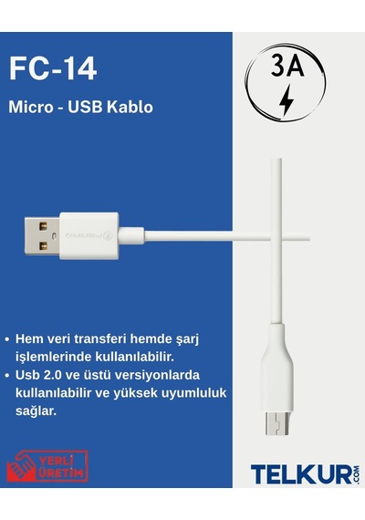 Ferro Fc-14 Usb & Micro Hızlı Şarj Ve Data Kablosu 3.0 Amper