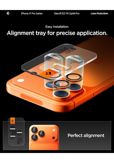 İphone 17 Pro/pro Max / 16 Pro/16 Pro Max / 15 Pro/15 Pro Max İle Uyumlu Kamera Lens Koruyucu Cam Kolay Kurulum Glas.tr Ez Fit Optik Pro 2 Adet Orange - Agl10123