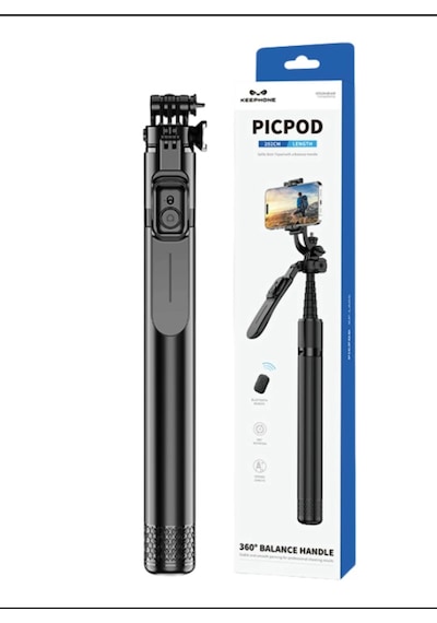 Keephone Kp-la05 Picpod 360 Derece Ayarlanabilir 202cm Bt Selfie Çubuğu - Siyah 1