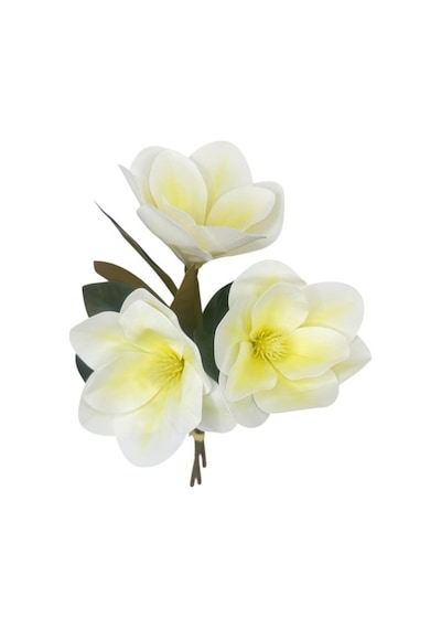 Yapay Çiçek 3dallı Buket Manolya Gerçek Dokulu Magnolia 32cm Krem Krem