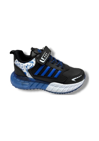 Lafonten 748f-26 Cilt Deri Anatomik Cırtlı Erkek Çocuk Sneaker Siyah Sax Siyah