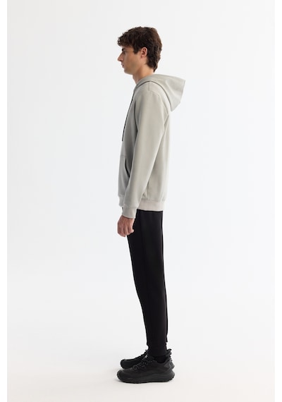 Avva Erkek Gri Kapüşonlu Pamuklu Baskılı Elastan Regular Fit Sweatshirt A42y1324