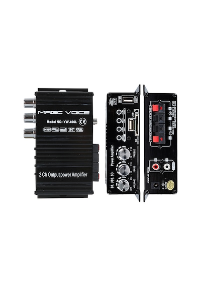 Magicvoice YW-406L12 V 100 W Motosiklet Bluetooth USB/SD 2 Kanal Pazarcı Anfi 154 x 80 x 42 MM