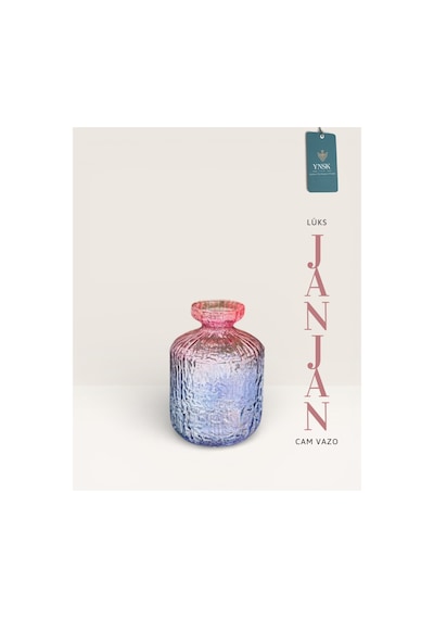 Chacha Home Luxury Janjan İthal Cam Vazo 19 Cm Çok Renkli